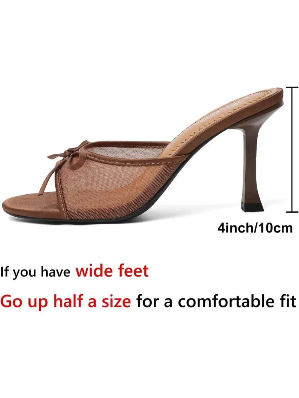 Women's Brown Kitten Heels Round Toe Heels With Bow Vintage Mules Stiletto Shoes - Picture 4 of 7